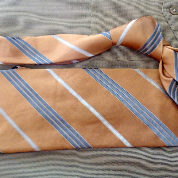 ERMENEGILDO ZEGNA SILK TIE GOLDEN BROWN STRIPED 59 - Picture 4 of 8